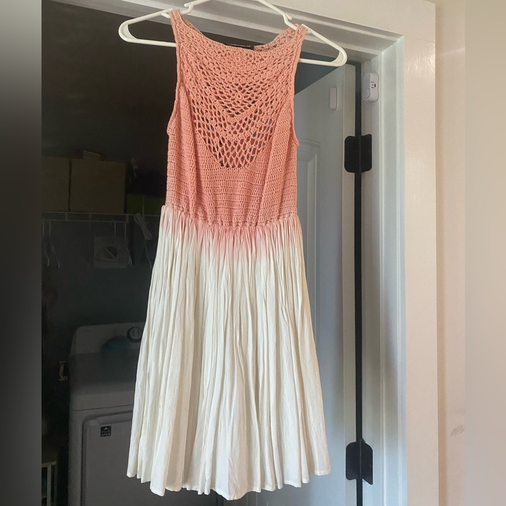 Doe & Rae Crochet Pink White Ombre Dress